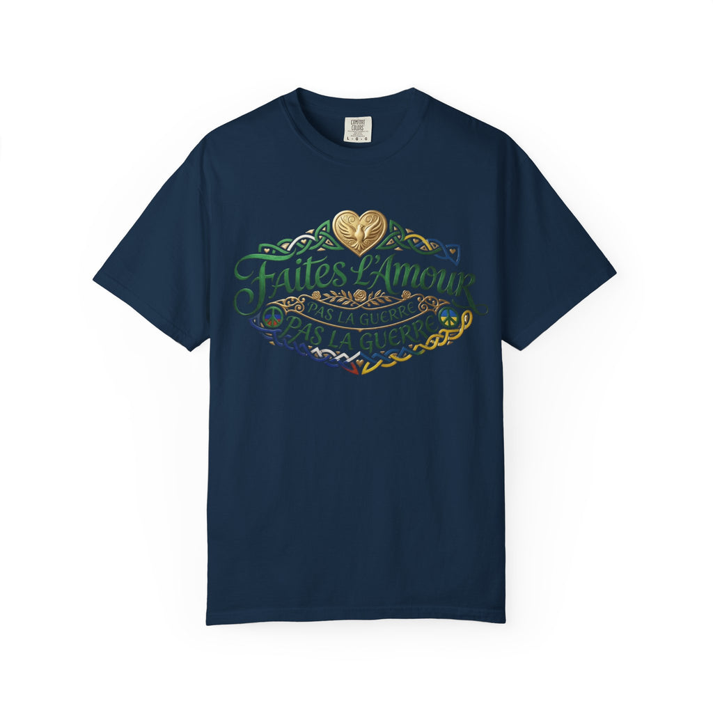 T-Shirt — Faites L'Amour Pas La Guerre Floral Script Graphic Tee