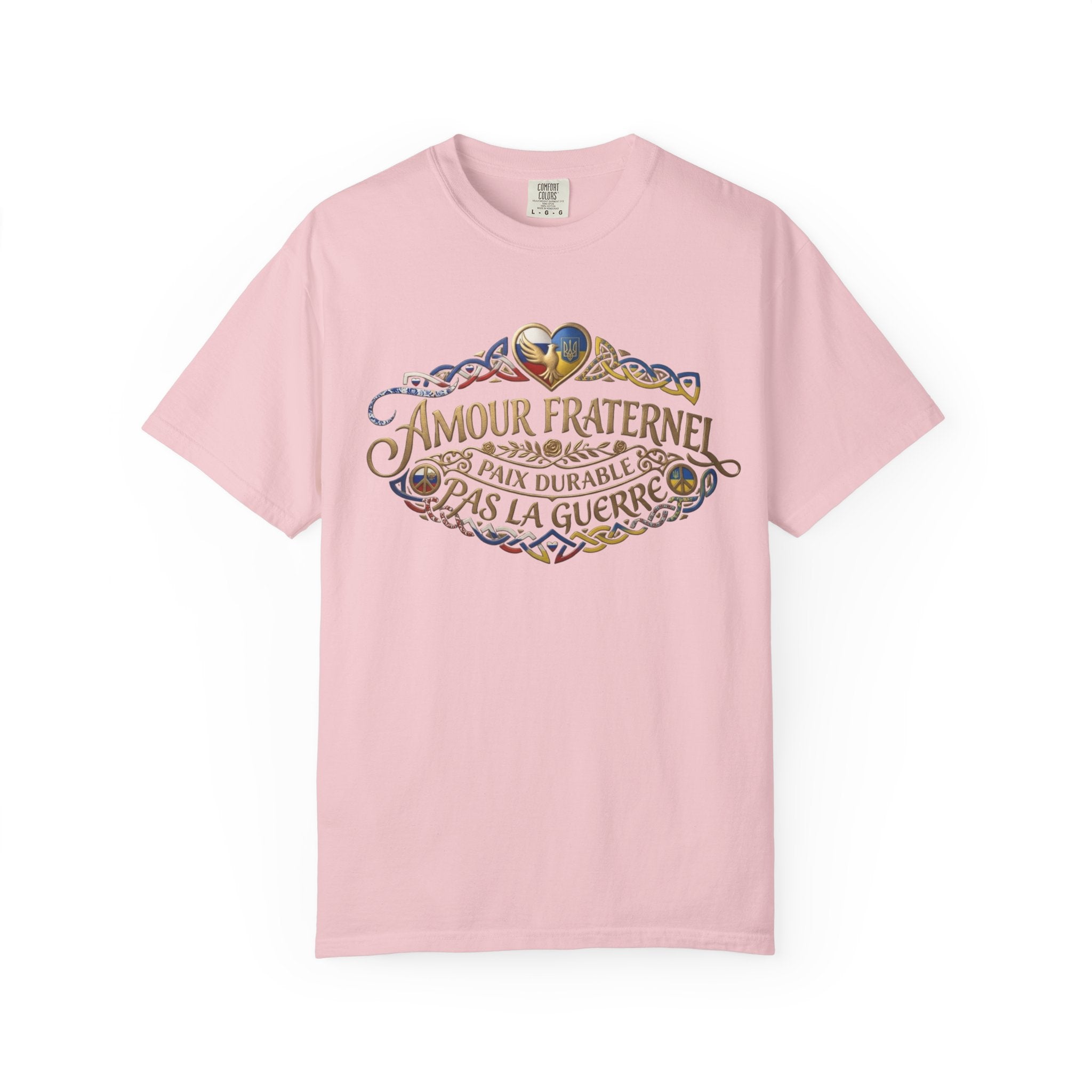 T-Shirt — Amour Fraternel "Paix Durable Pas La Guerre" Vintage Heart Peace Design
