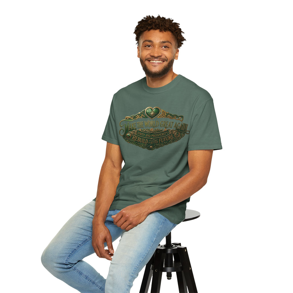 T-Shirt — 'Make the World Great Again' Vintage Green Crest Tee