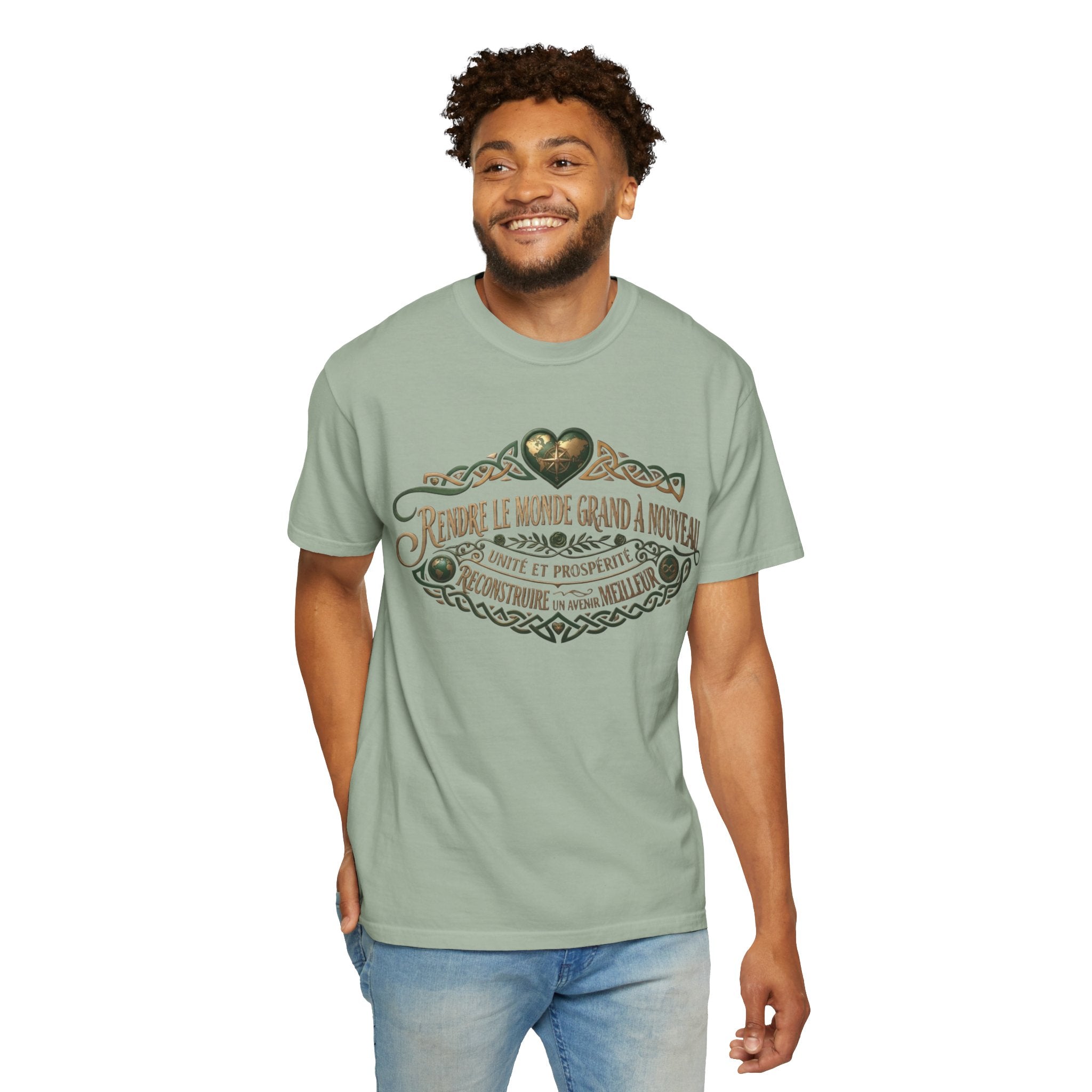 French Blessing T-Shirt — "Rendre le monde grand à nouveau" Vintage Heart Design