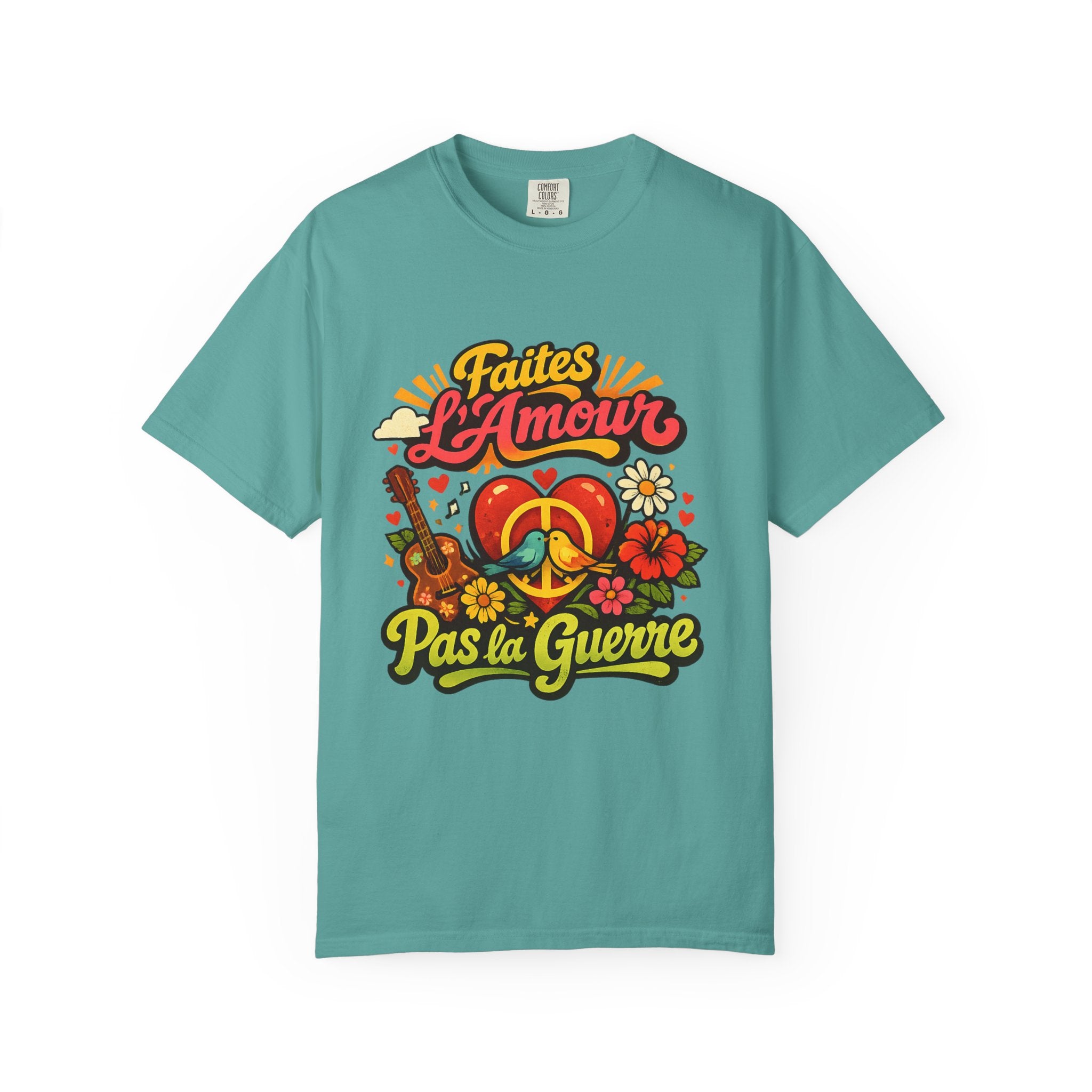 T-Shirt — Faites L'Amour Pas La Guerre Retro Peace Floral Design