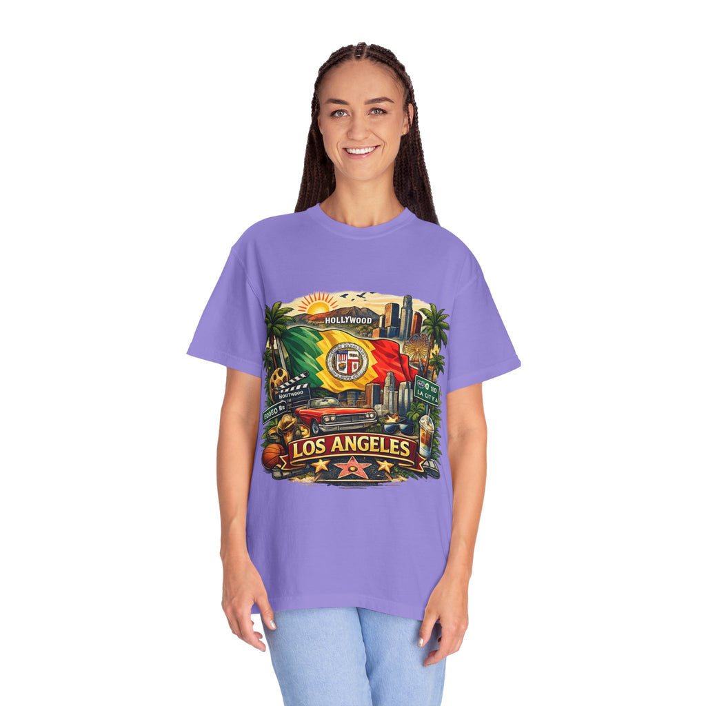 Los Angeles Vintage Graphic T-Shirt — LA Cityscape & Palm Trees Design