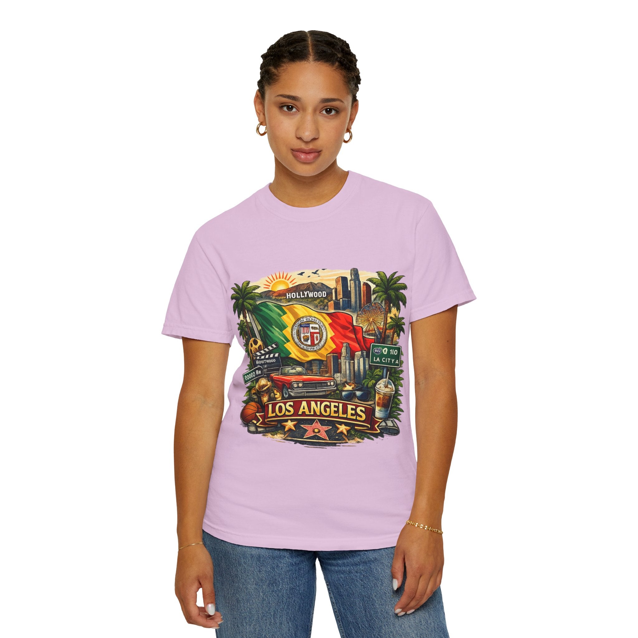 Los Angeles Vintage Graphic T-Shirt — LA Cityscape & Palm Trees Design