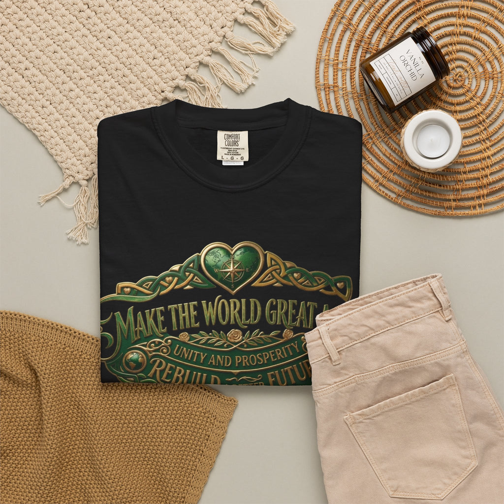 T-Shirt — 'Make the World Great Again' Vintage Green Crest Tee