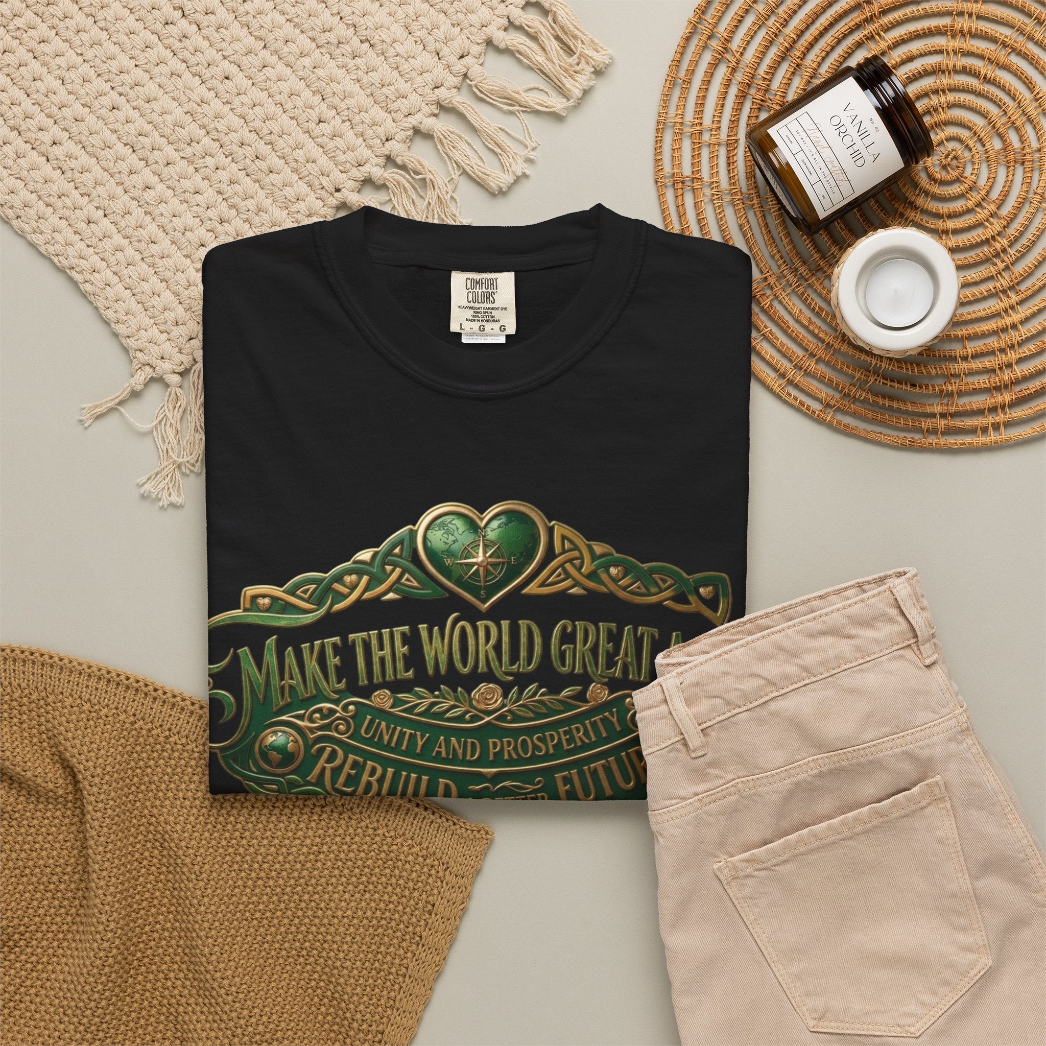 T-Shirt — 'Make the World Great Again' Vintage Green Crest Tee