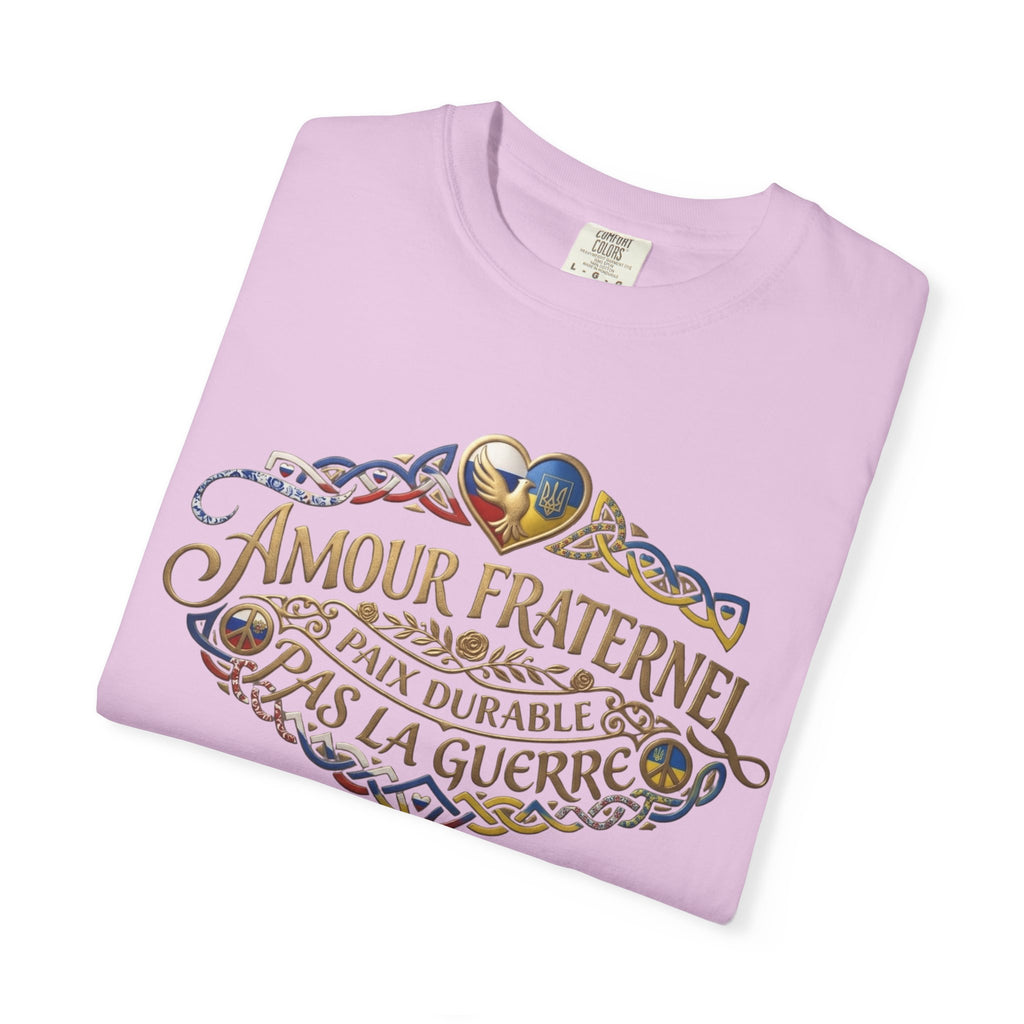 T-Shirt — Amour Fraternel "Paix Durable Pas La Guerre" Vintage Heart Peace Design