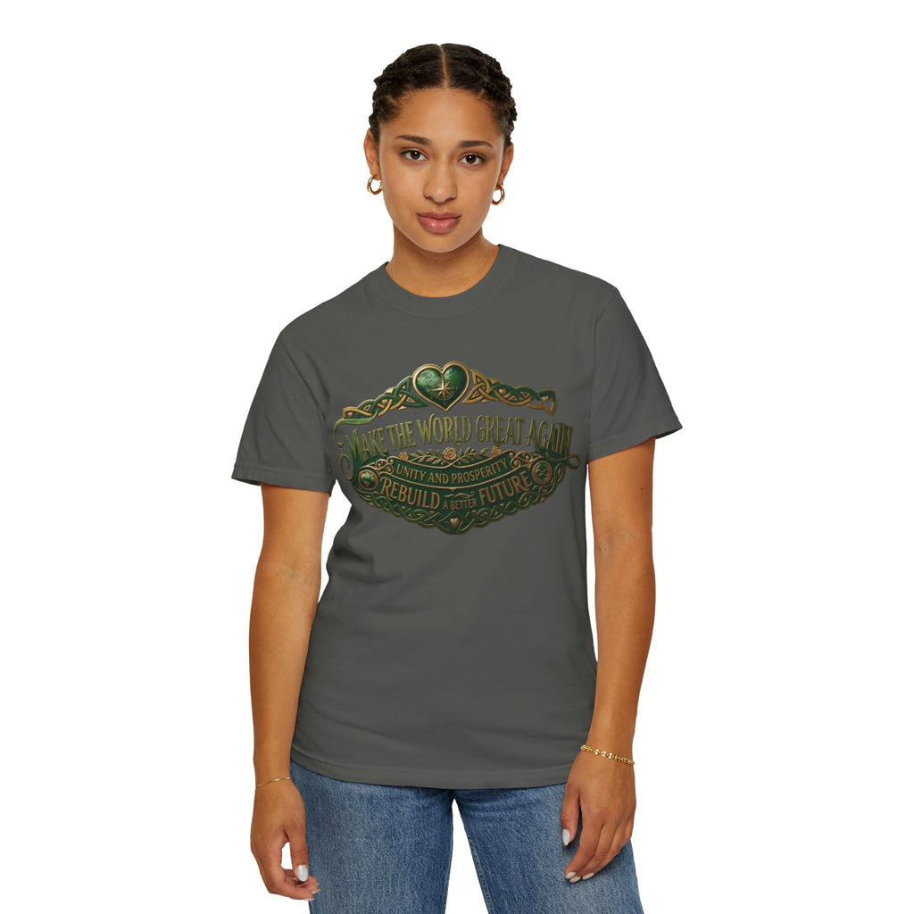T-Shirt — 'Make the World Great Again' Vintage Green Crest Tee