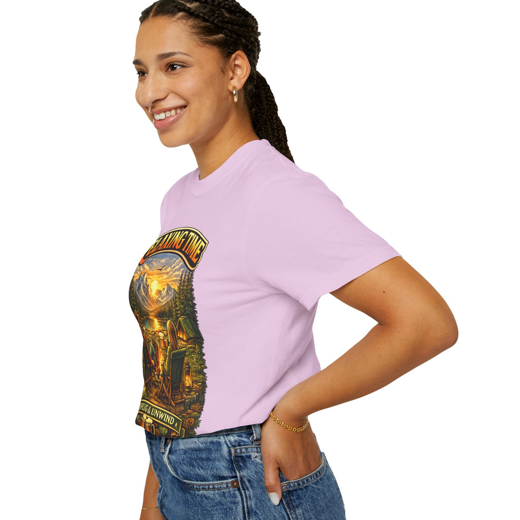 Relaxing Time T-Shirt — "Unplug & Unwind" Camping Graphic Tee