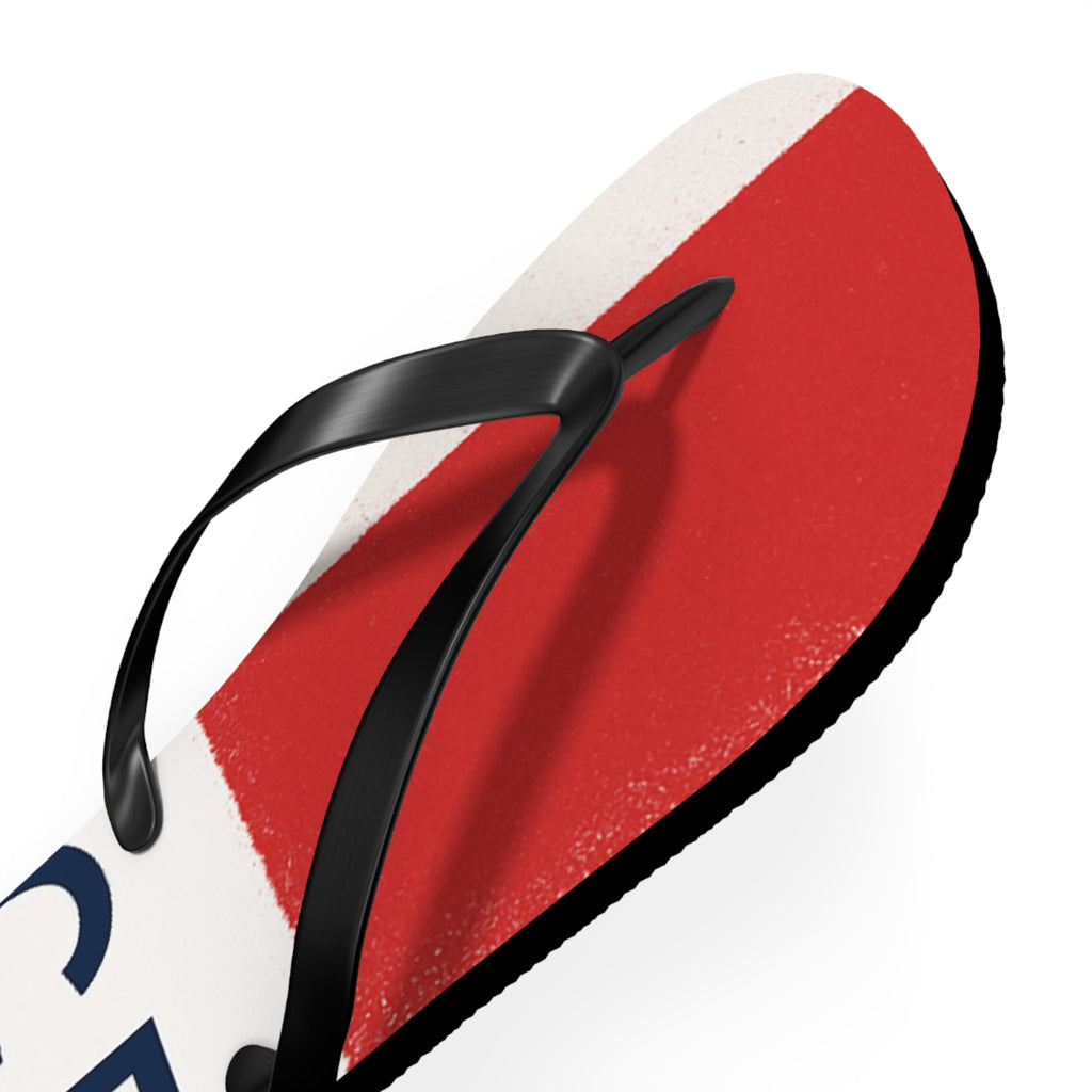 Patriotic Red & Blue Striped Flip Flops — Summer Beach Sandals