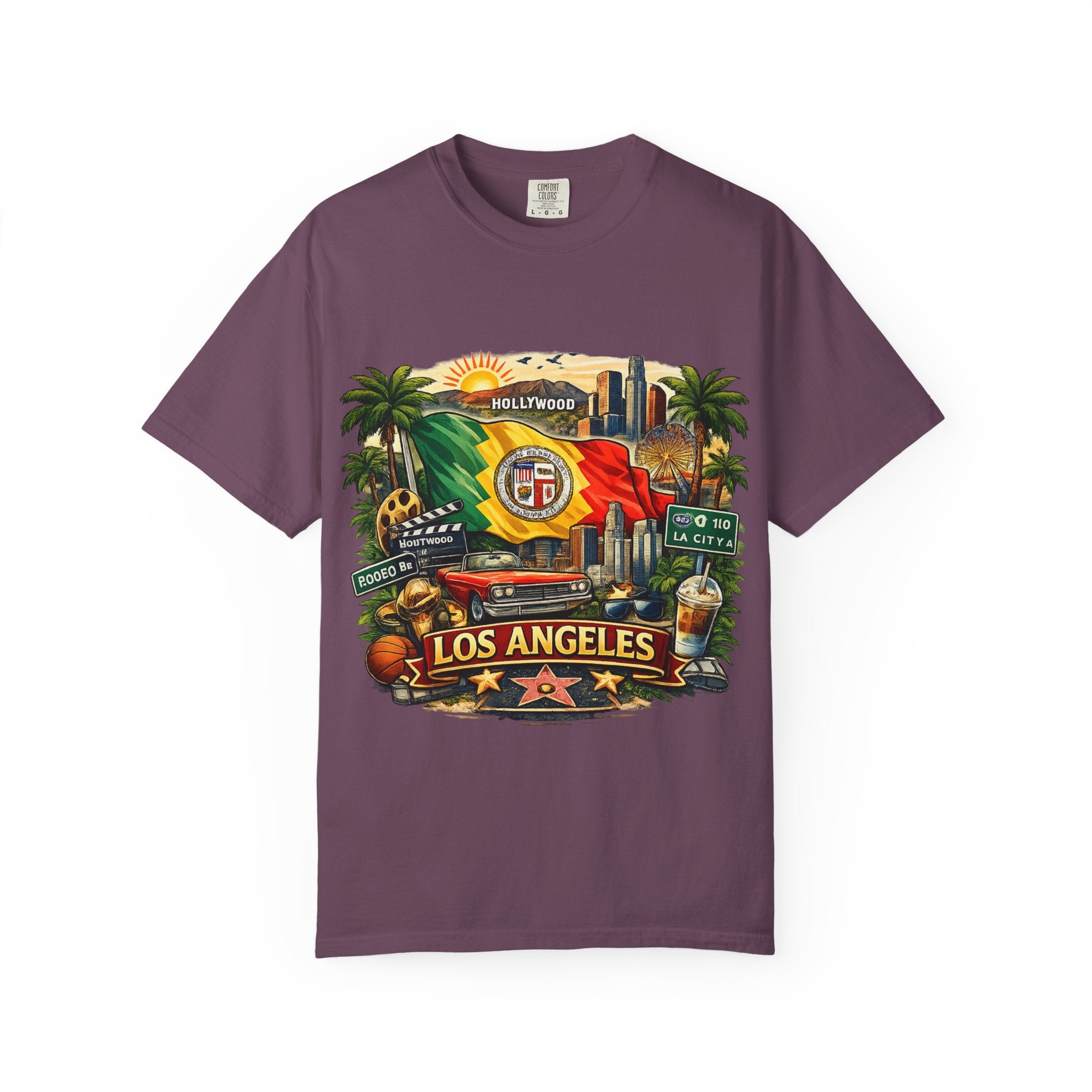 Los Angeles Vintage Graphic T-Shirt — LA Cityscape & Palm Trees Design