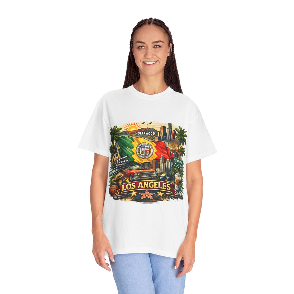 Los Angeles Vintage Graphic T-Shirt — LA Cityscape & Palm Trees Design