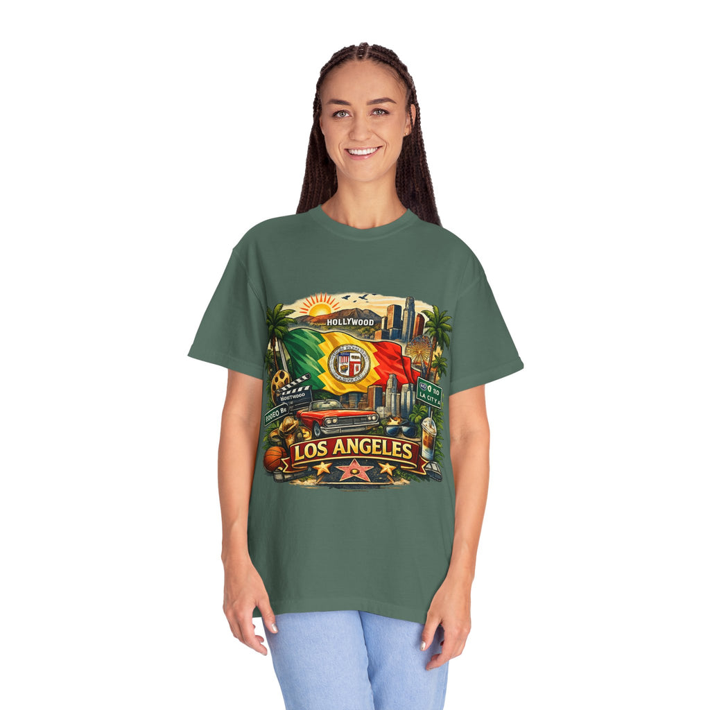 Los Angeles Vintage Graphic T-Shirt — LA Cityscape & Palm Trees Design