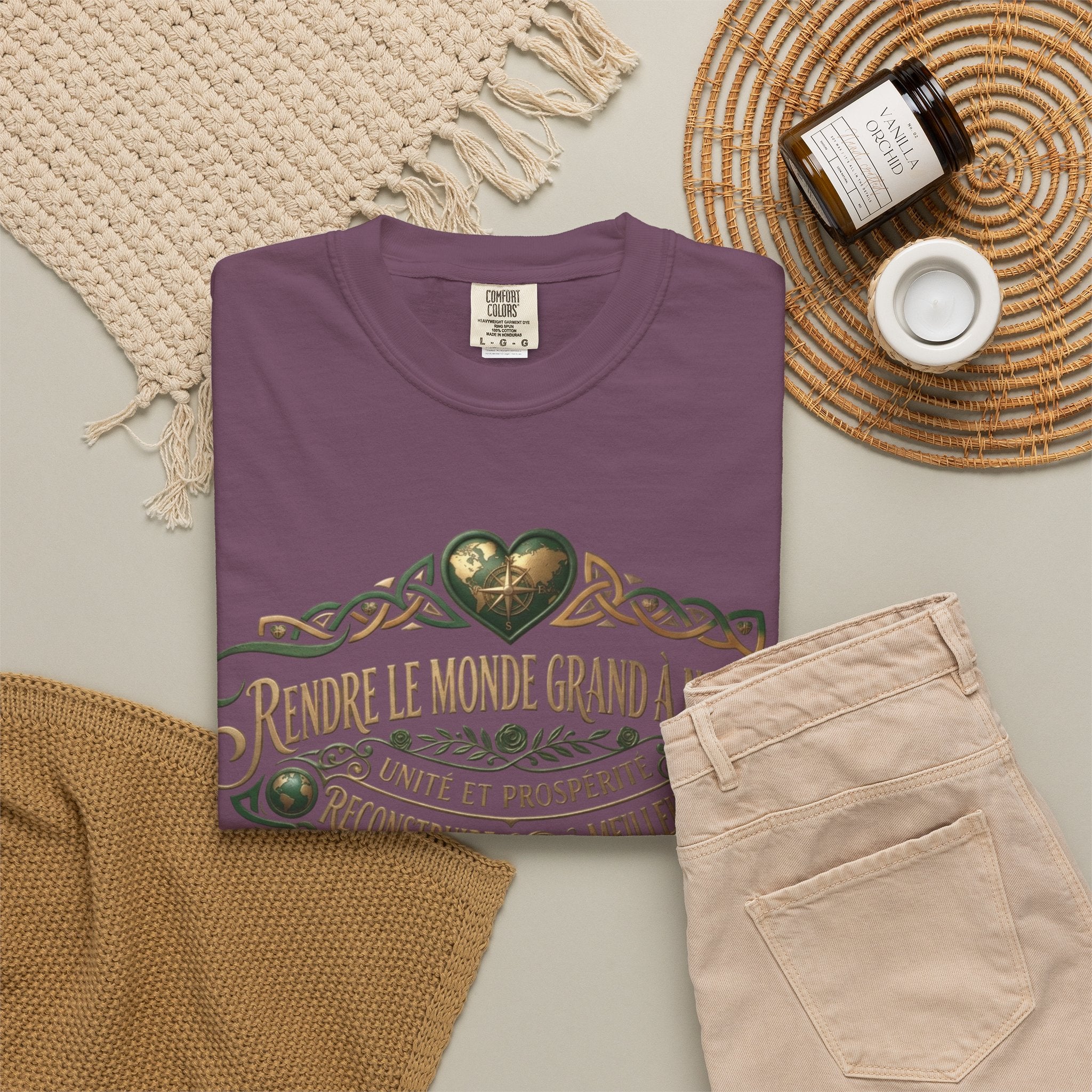 French Blessing T-Shirt — "Rendre le monde grand à nouveau" Vintage Heart Design