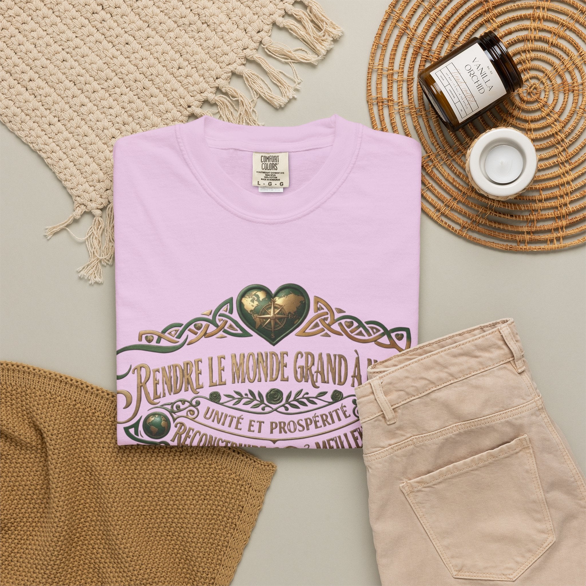 French Blessing T-Shirt — "Rendre le monde grand à nouveau" Vintage Heart Design