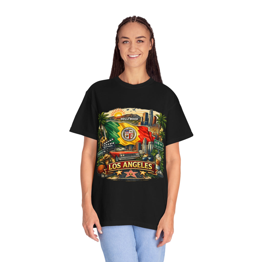Los Angeles Vintage Graphic T-Shirt — LA Cityscape & Palm Trees Design