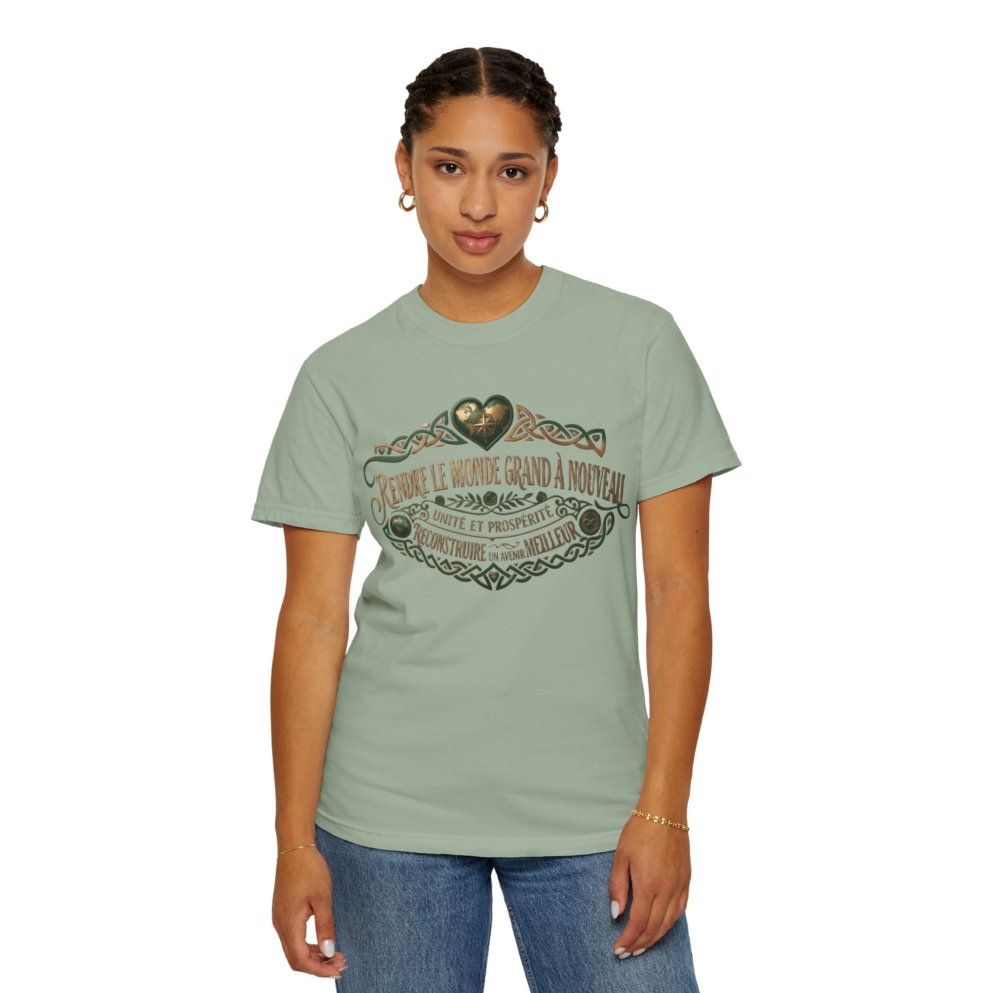 French Blessing T-Shirt — "Rendre le monde grand à nouveau" Vintage Heart Design