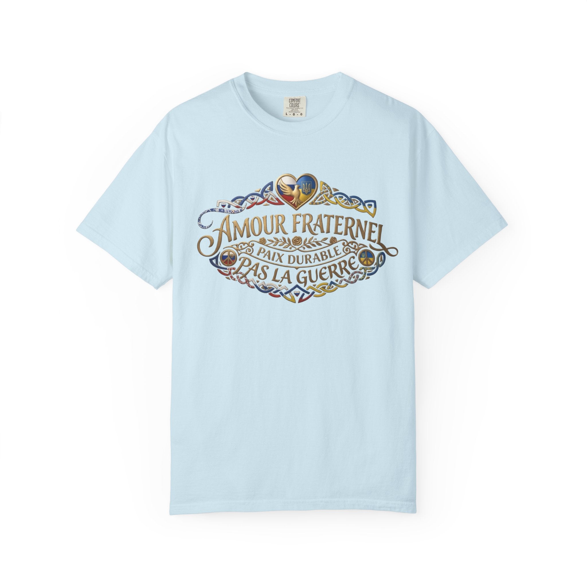 T-Shirt — Amour Fraternel "Paix Durable Pas La Guerre" Vintage Heart Peace Design