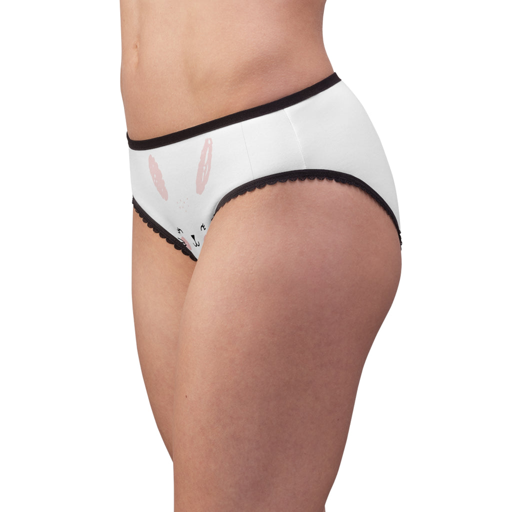 Cute Bunny Lace-Trim Women's Briefs – Pastel Bunny Face All-Over Print