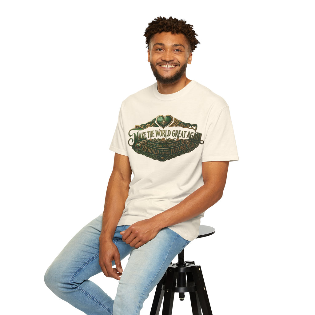 T-Shirt — 'Make the World Great Again' Vintage Green Crest Tee