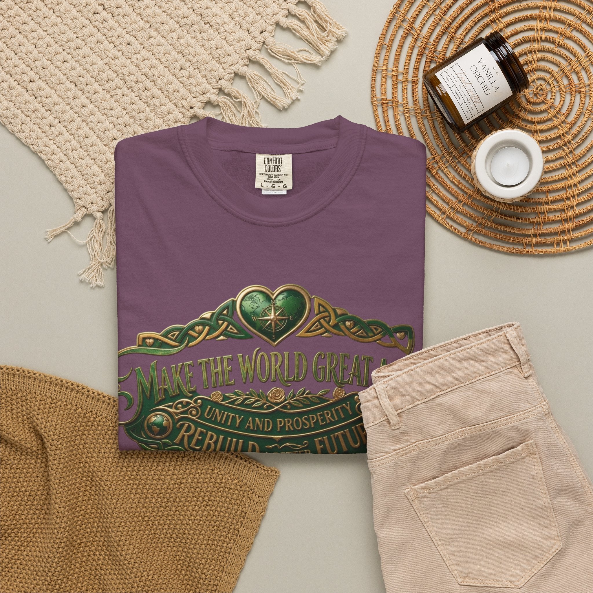 T-Shirt — 'Make the World Great Again' Vintage Green Crest Tee