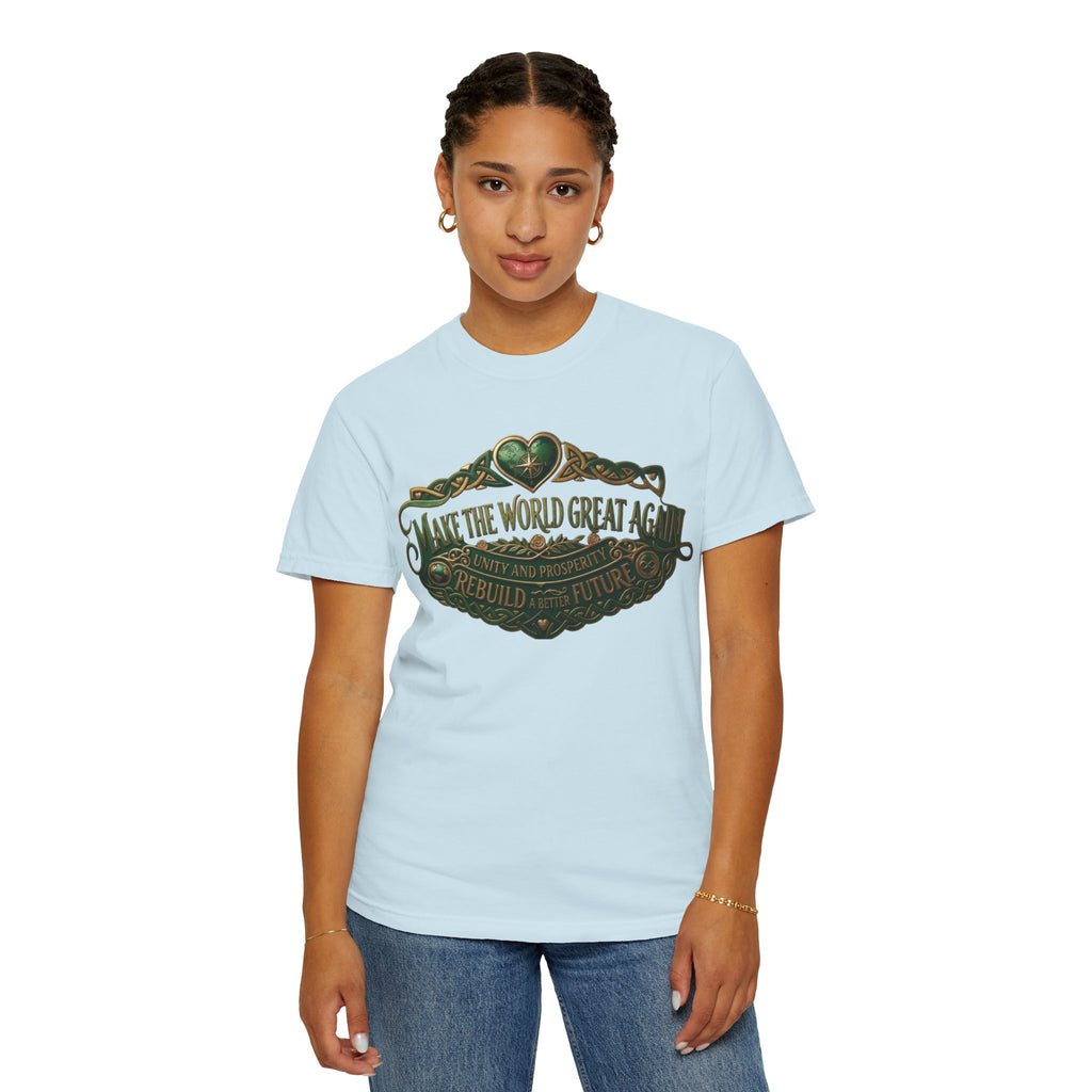 T-Shirt — 'Make the World Great Again' Vintage Green Crest Tee
