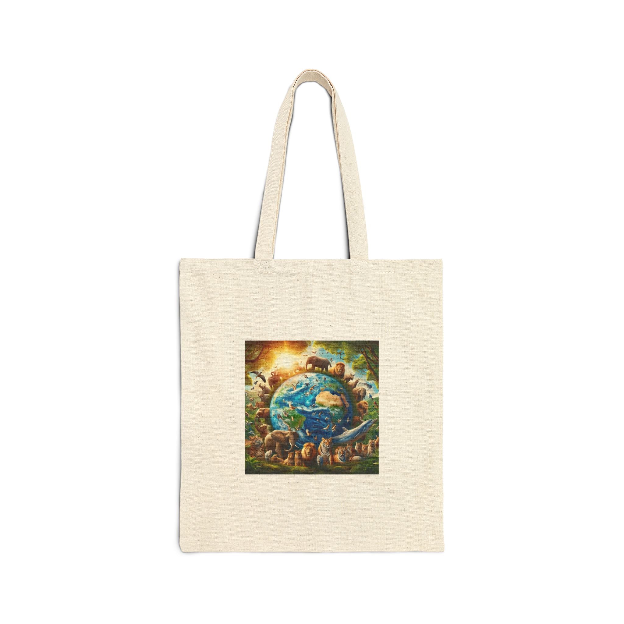 Canvas Tote Bag — Earth Embrace Illustration Eco-Friendly Shopper