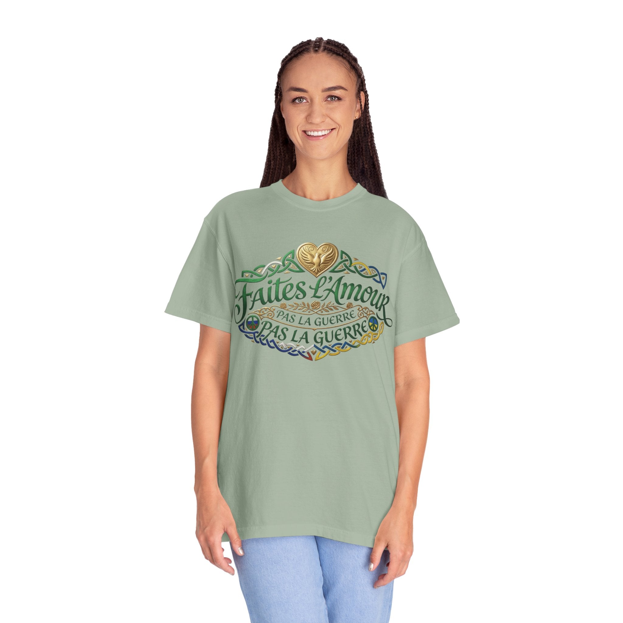 T-Shirt — Faites L'Amour Pas La Guerre Floral Script Graphic Tee