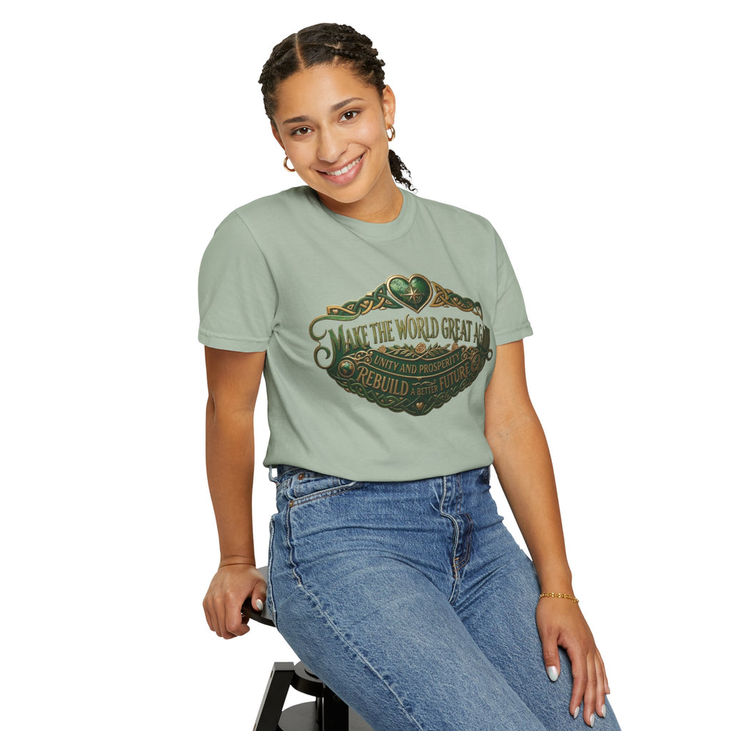 T-Shirt — 'Make the World Great Again' Vintage Green Crest Tee