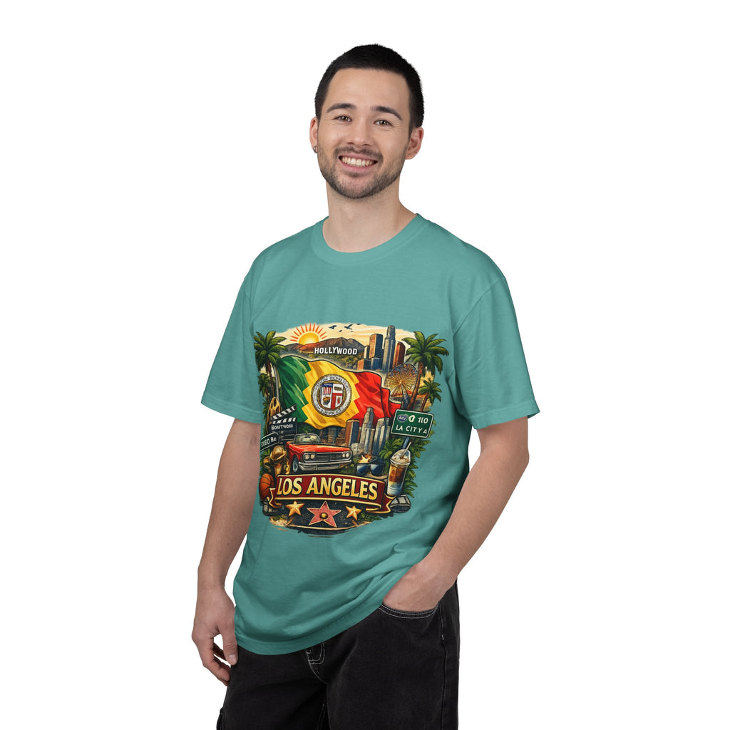 Los Angeles Vintage Graphic T-Shirt — LA Cityscape & Palm Trees Design