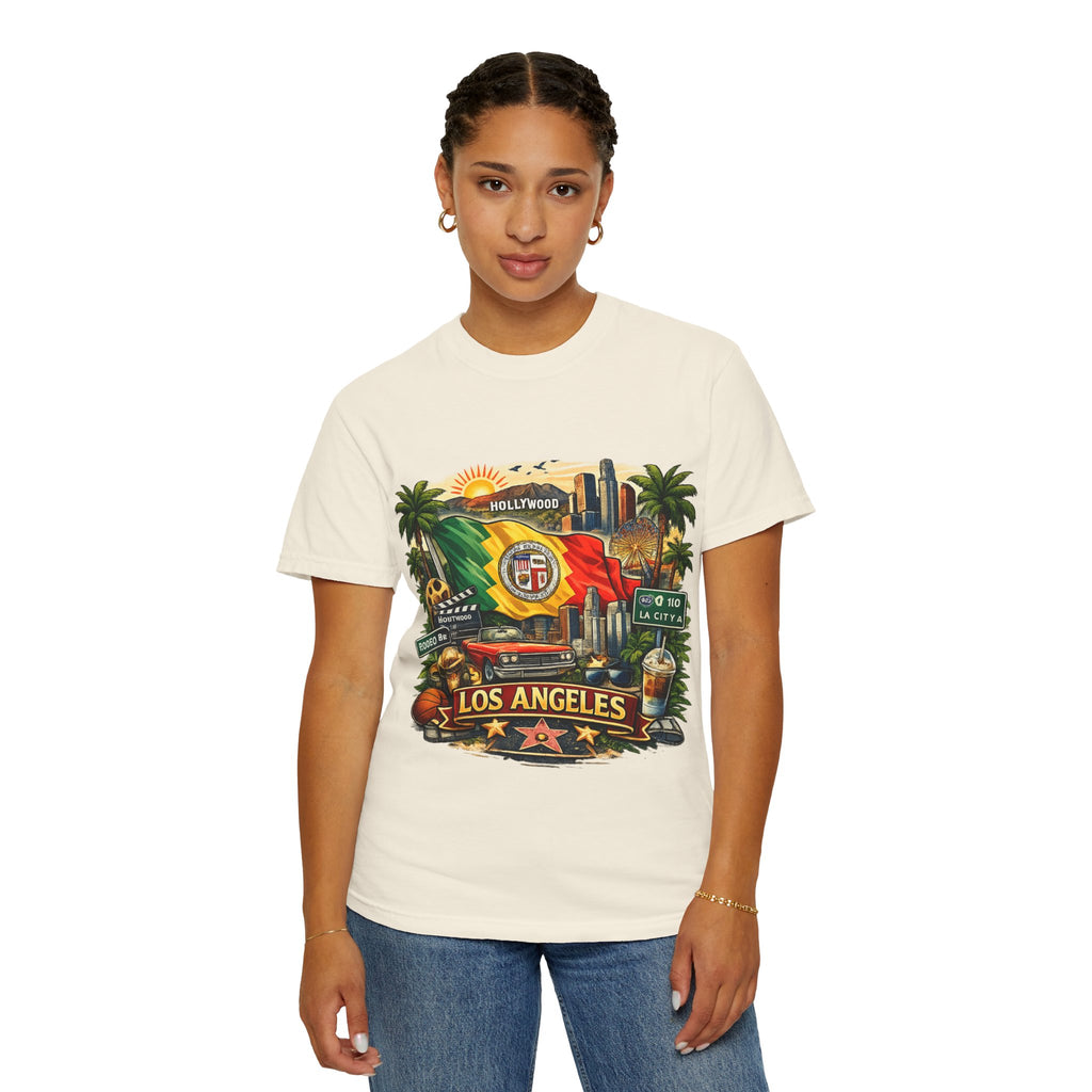 Los Angeles Vintage Graphic T-Shirt — LA Cityscape & Palm Trees Design