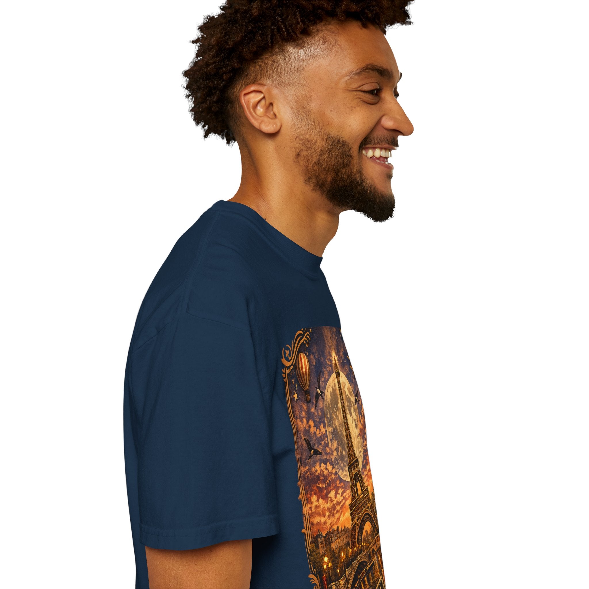 Eiffel Tower Paris Vintage Travel T-Shirt — Moonlit Scenic Souvenir Tee