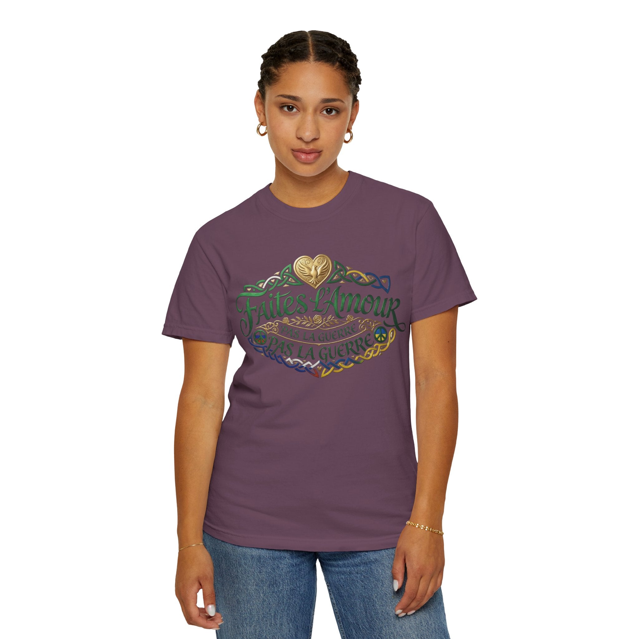 T-Shirt — Faites L'Amour Pas La Guerre Floral Script Graphic Tee