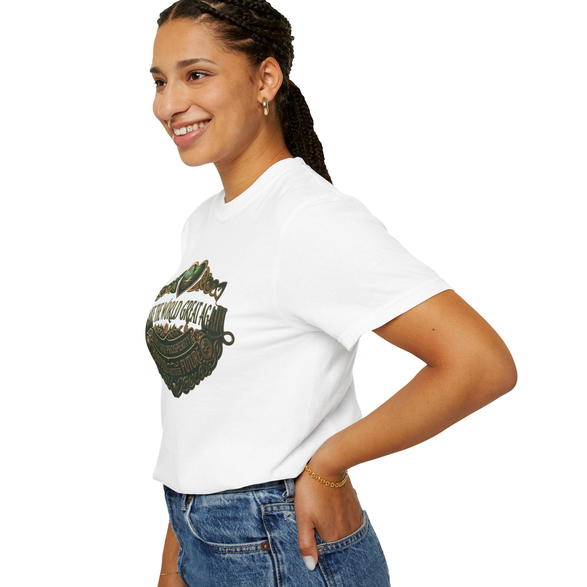 T-Shirt — 'Make the World Great Again' Vintage Green Crest Tee