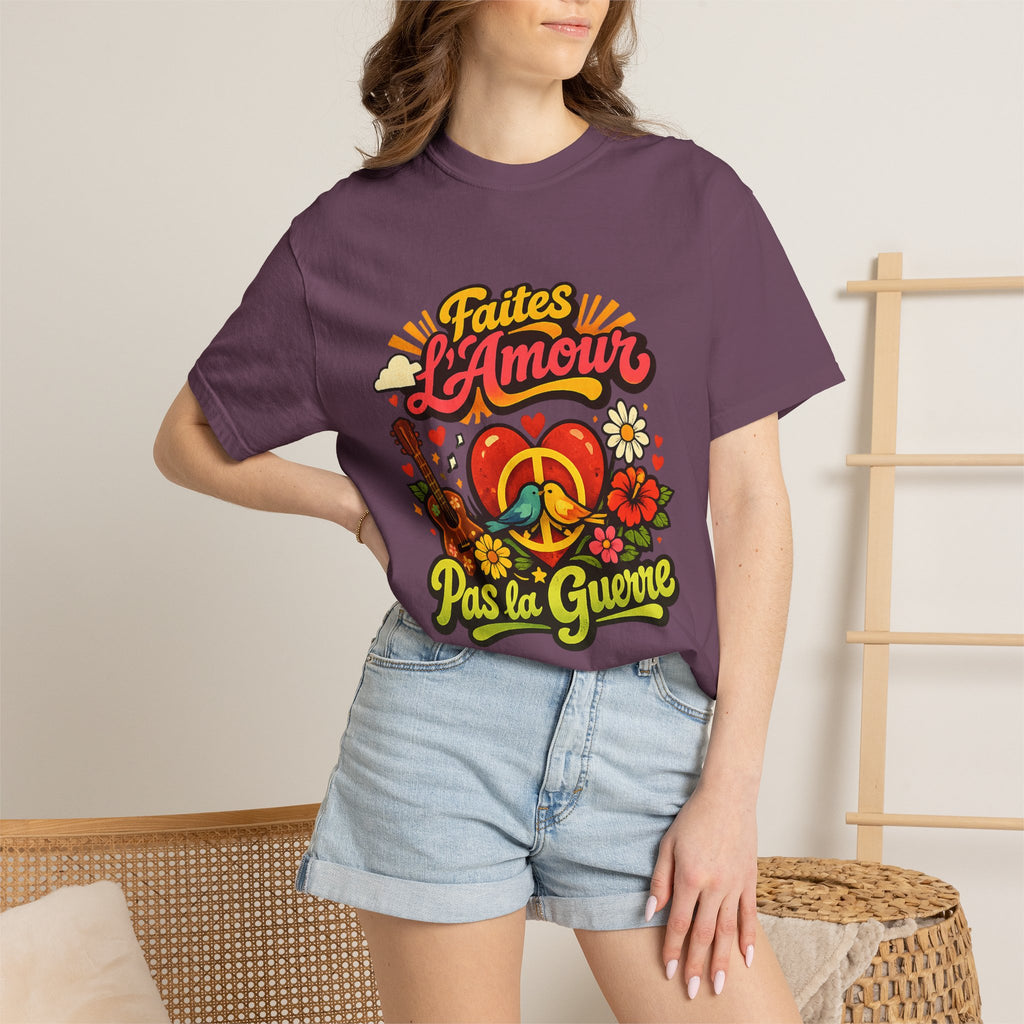 T-Shirt — Faites L'Amour Pas La Guerre Retro Peace Floral Design