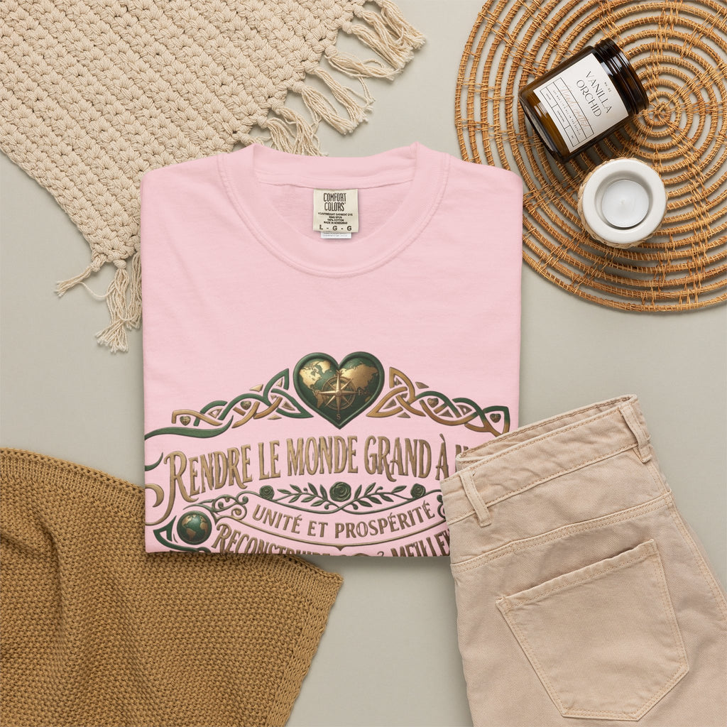 French Blessing T-Shirt — "Rendre le monde grand à nouveau" Vintage Heart Design