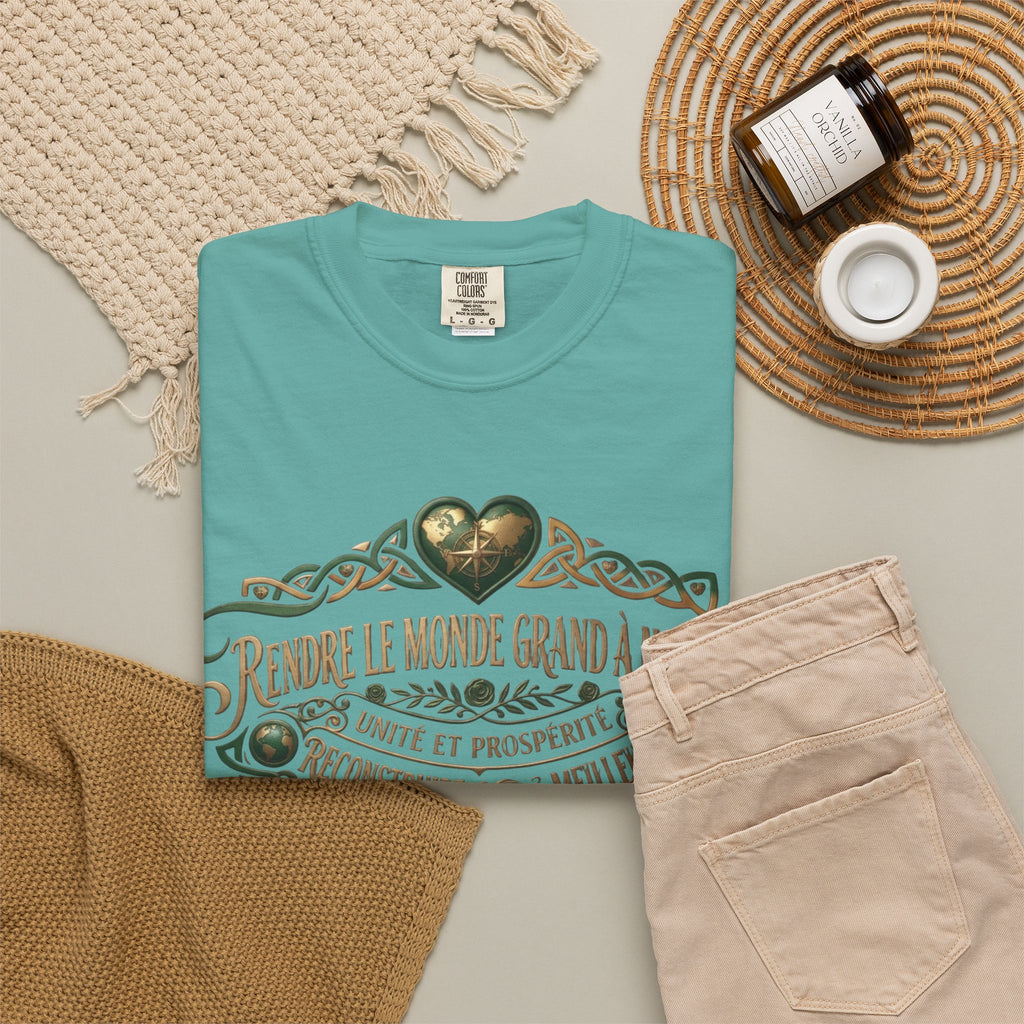 French Blessing T-Shirt — "Rendre le monde grand à nouveau" Vintage Heart Design