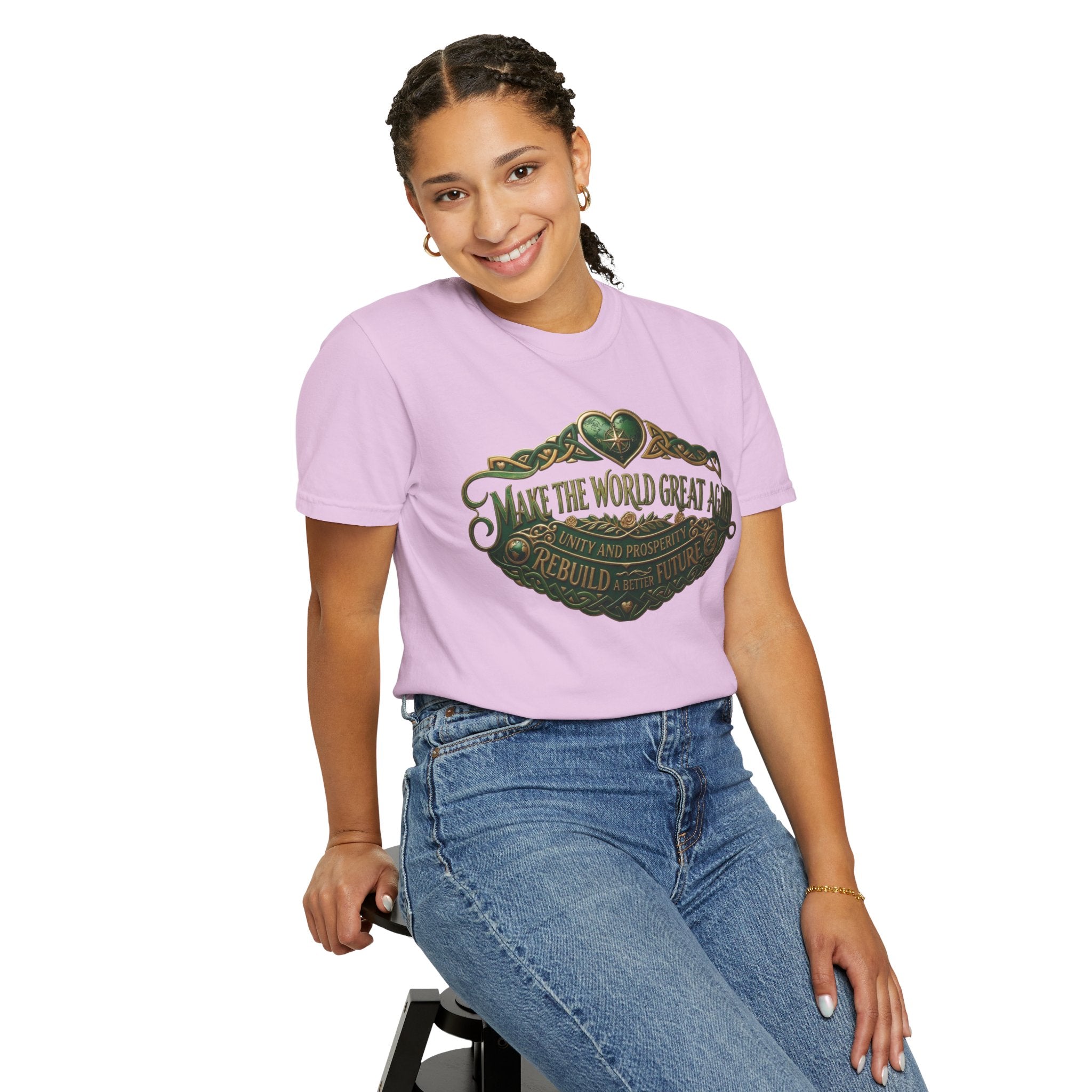 T-Shirt — 'Make the World Great Again' Vintage Green Crest Tee