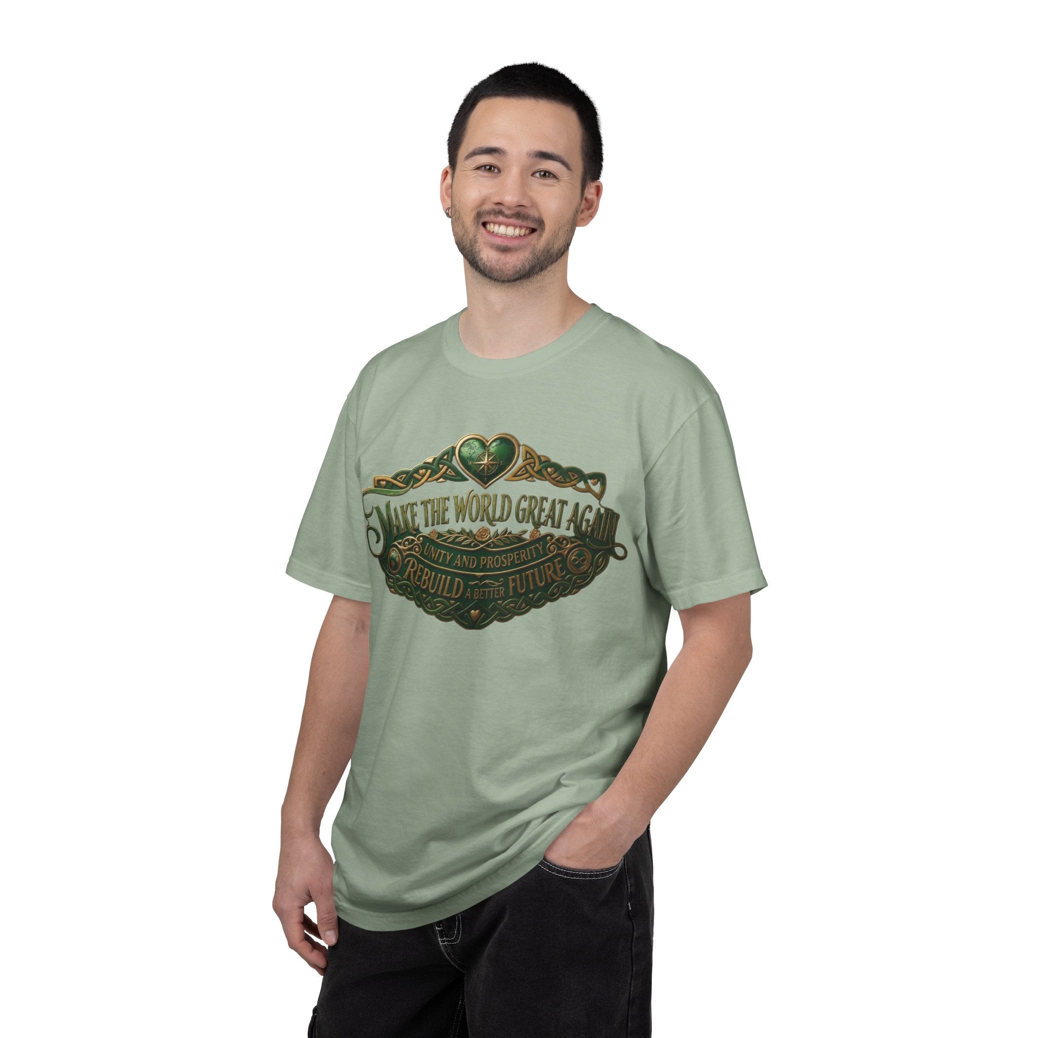 T-Shirt — 'Make the World Great Again' Vintage Green Crest Tee