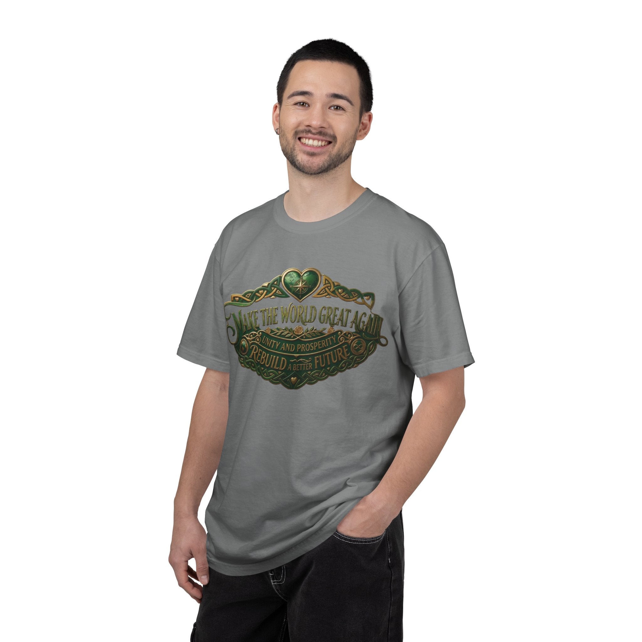 T-Shirt — 'Make the World Great Again' Vintage Green Crest Tee