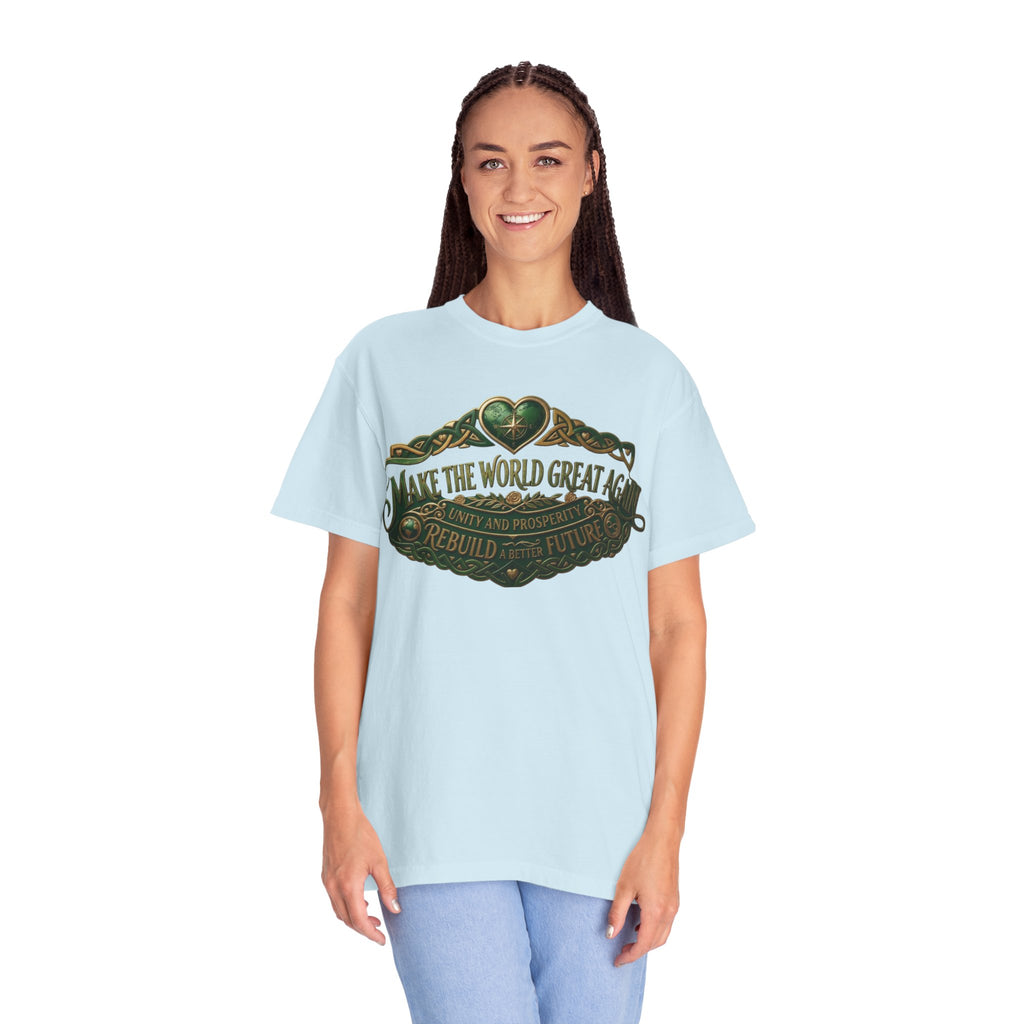 T-Shirt — 'Make the World Great Again' Vintage Green Crest Tee