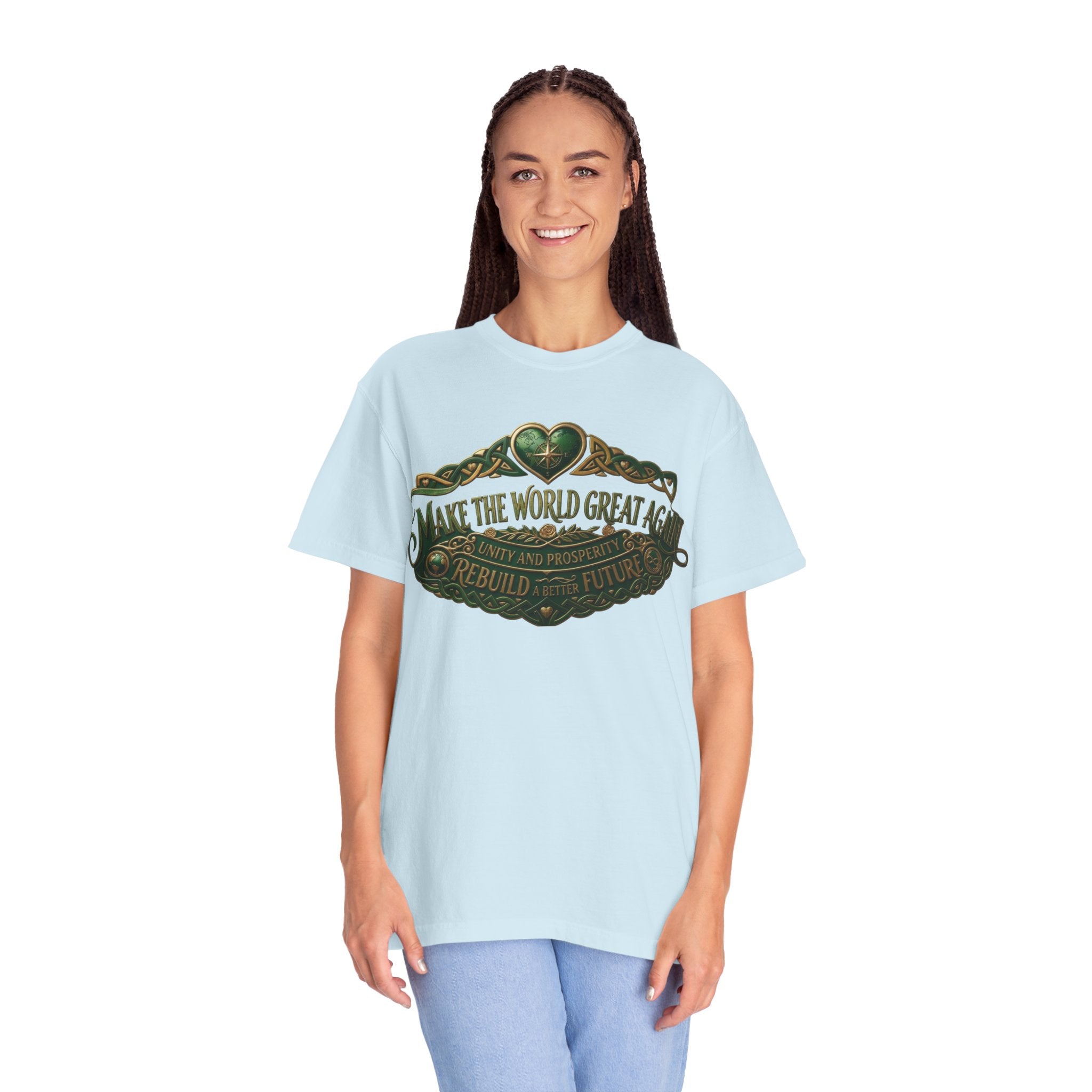 T-Shirt — 'Make the World Great Again' Vintage Green Crest Tee