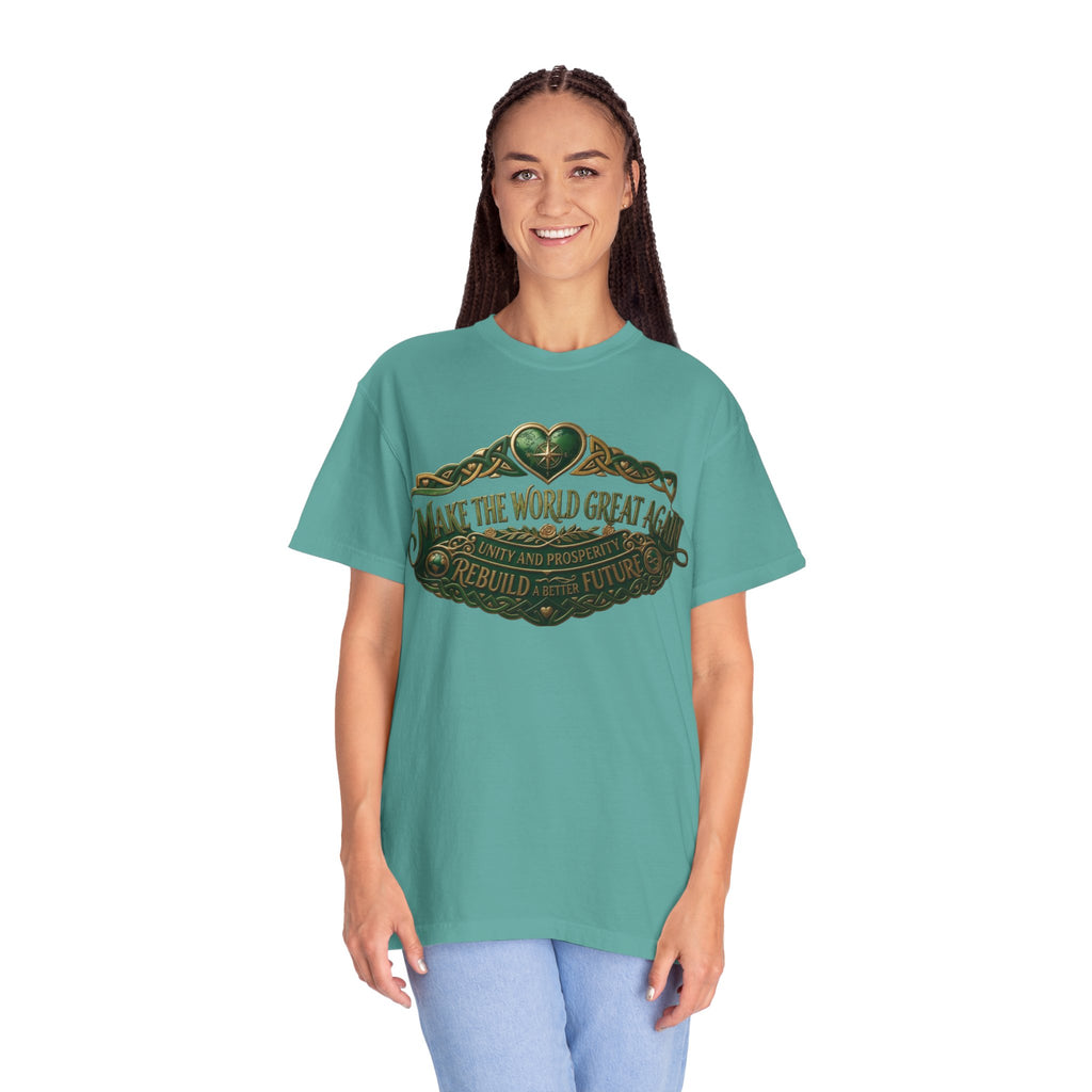 T-Shirt — 'Make the World Great Again' Vintage Green Crest Tee