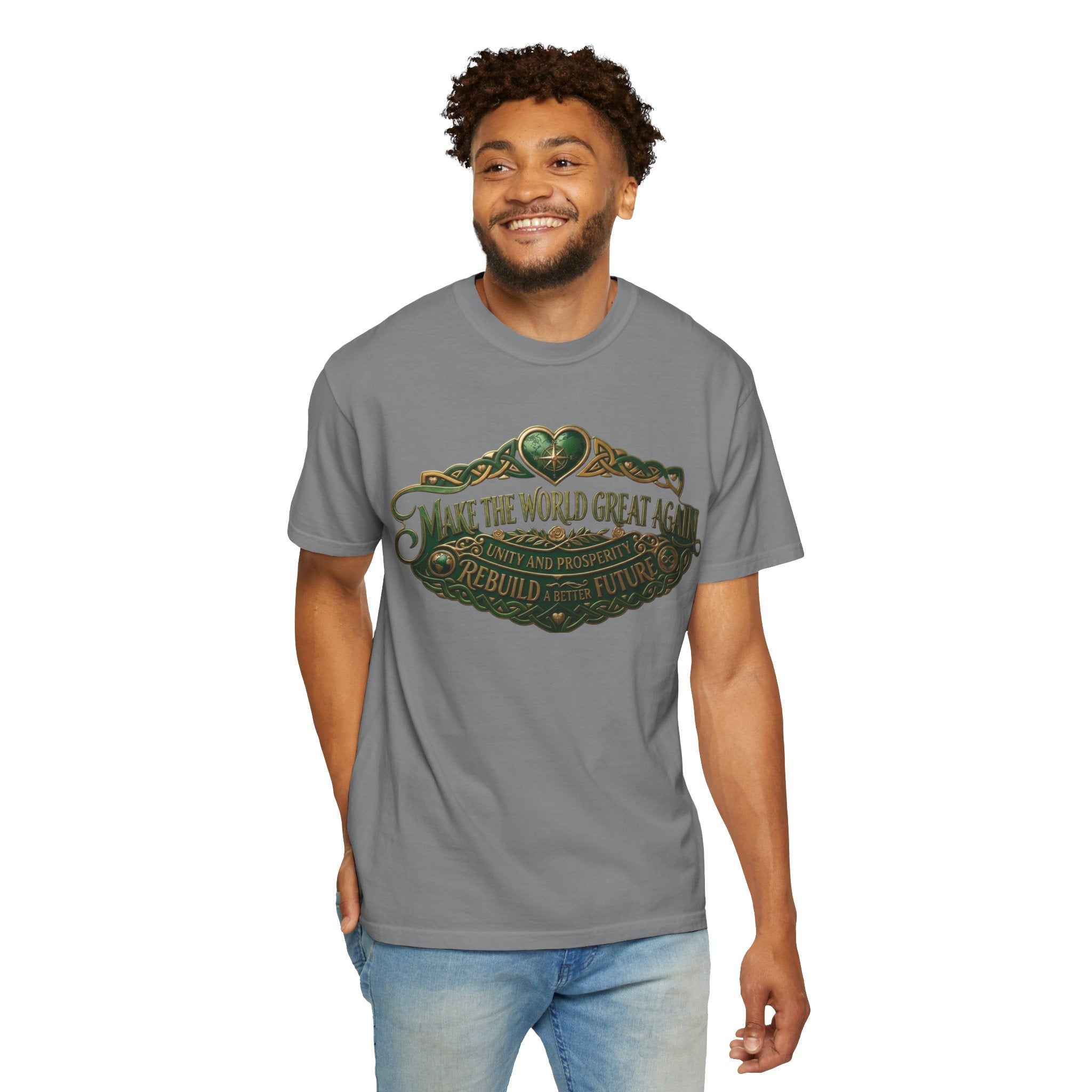 T-Shirt — 'Make the World Great Again' Vintage Green Crest Tee