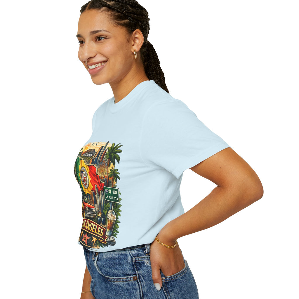 Los Angeles Vintage Graphic T-Shirt — LA Cityscape & Palm Trees Design
