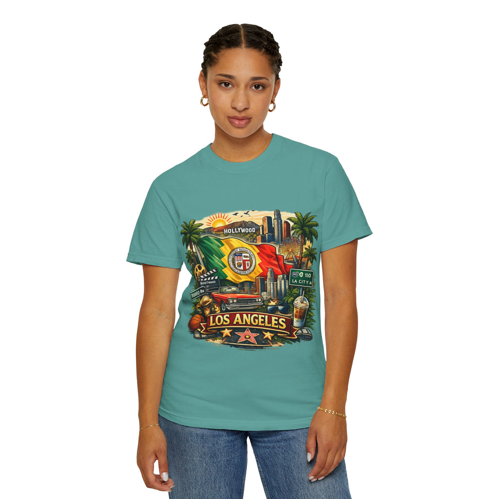 Los Angeles Vintage Graphic T-Shirt — LA Cityscape & Palm Trees Design
