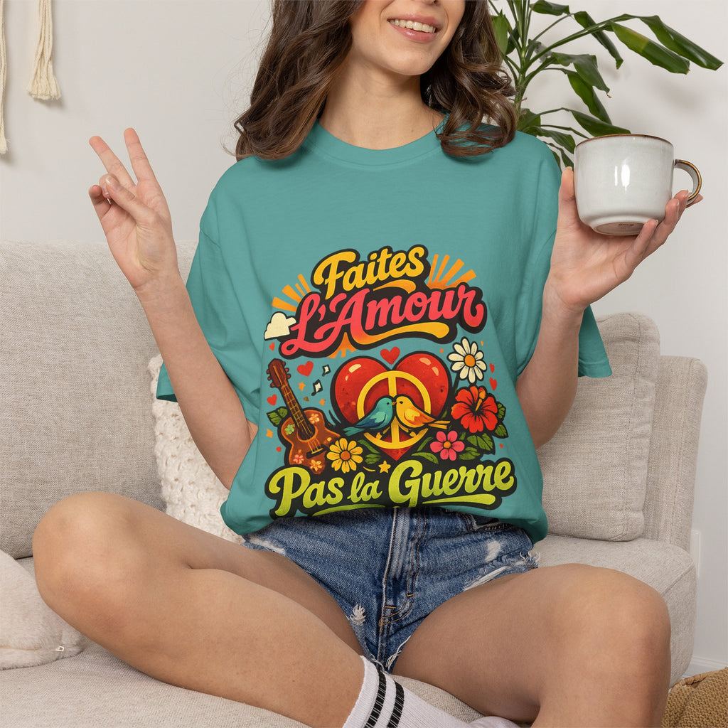 T-Shirt — Faites L'Amour Pas La Guerre Retro Peace Floral Design