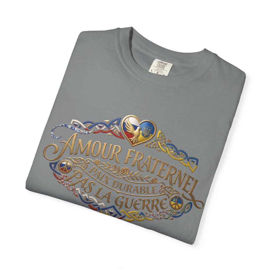 T-Shirt — Amour Fraternel "Paix Durable Pas La Guerre" Vintage Heart Peace Design