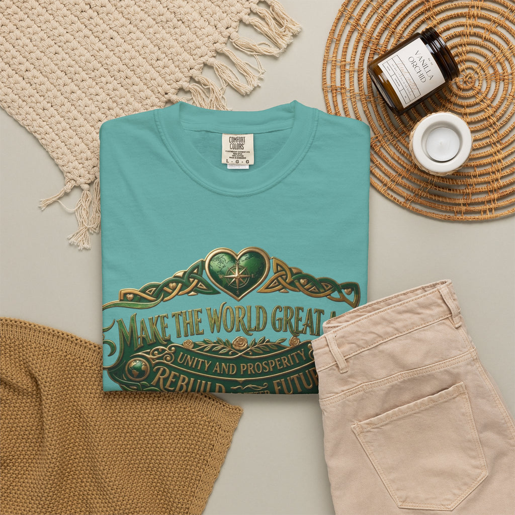 T-Shirt — 'Make the World Great Again' Vintage Green Crest Tee