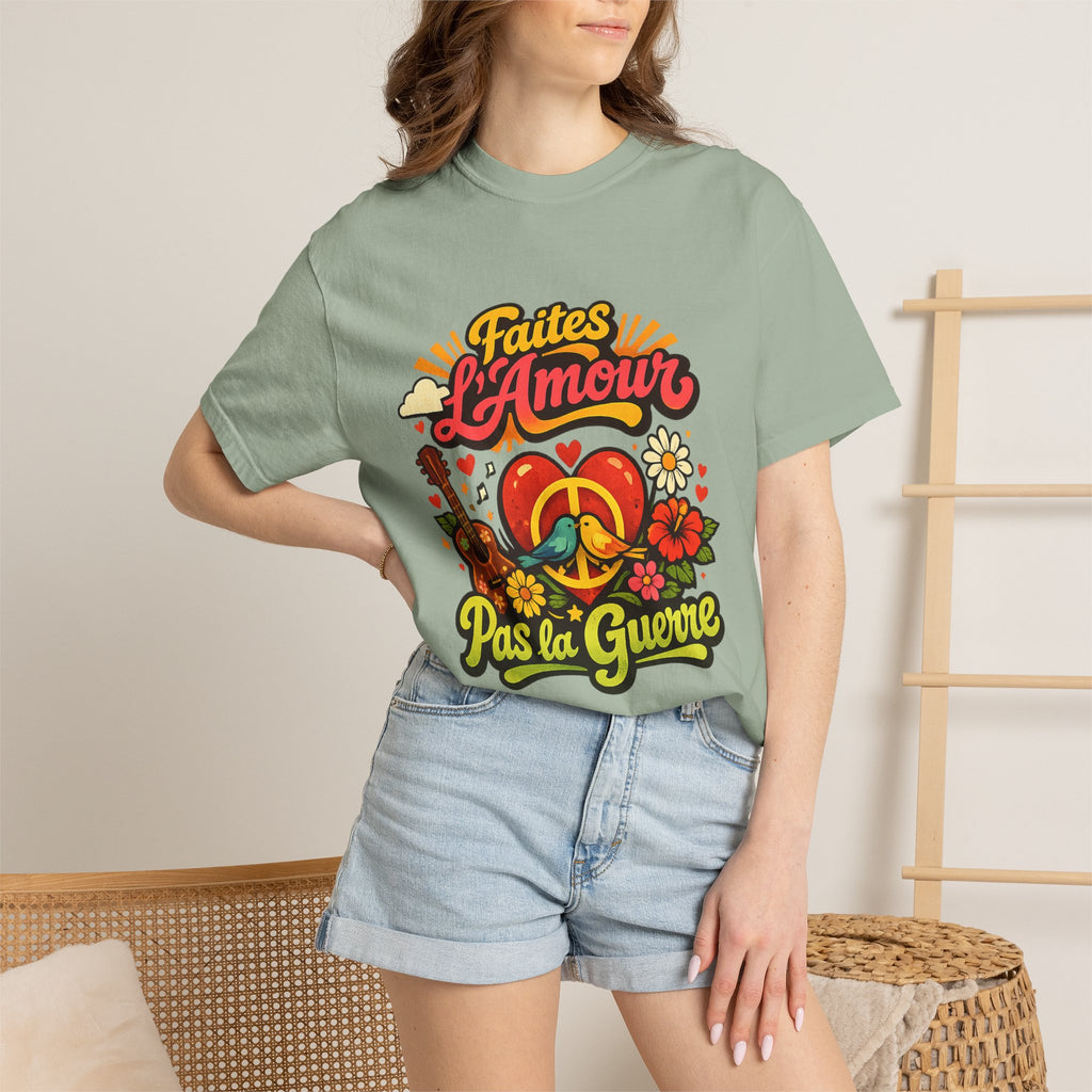 T-Shirt — Faites L'Amour Pas La Guerre Retro Peace Floral Design