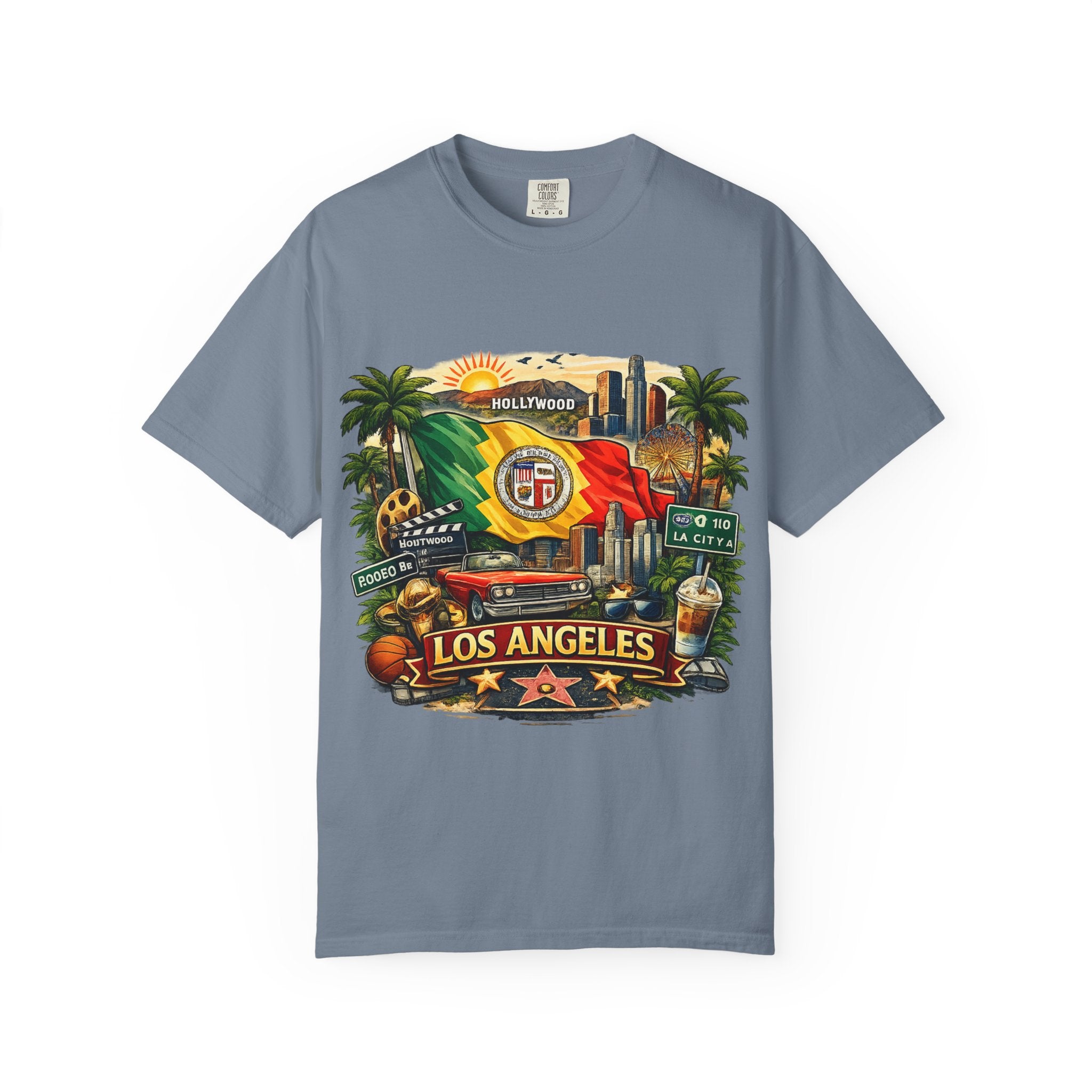 Los Angeles Vintage Graphic T-Shirt — LA Cityscape & Palm Trees Design